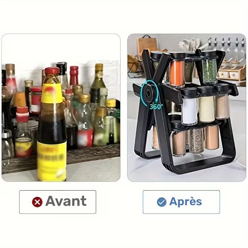 ستاند البهارات لي يسهّلك حياتك في رمضان – 18 علبة ويدور 360