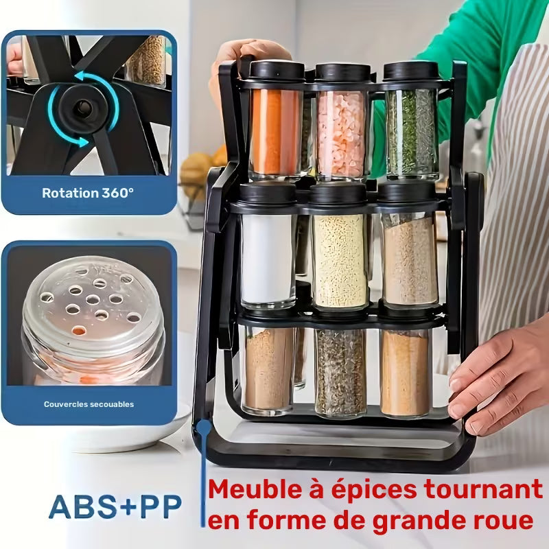 ستاند البهارات لي يسهّلك حياتك في رمضان – 18 علبة ويدور 360